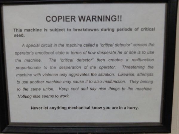 Copier Warning