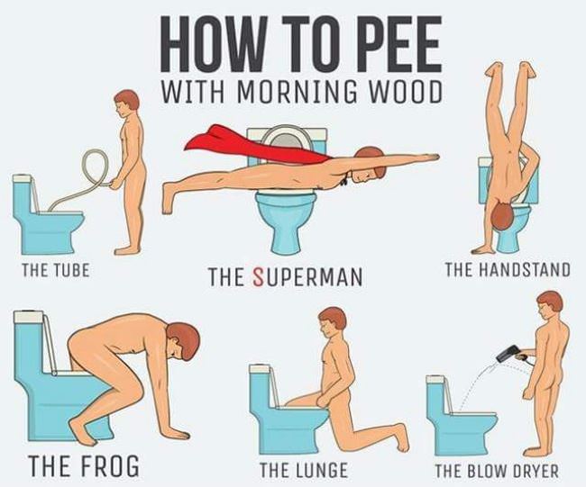 Peeing With Morning Wood