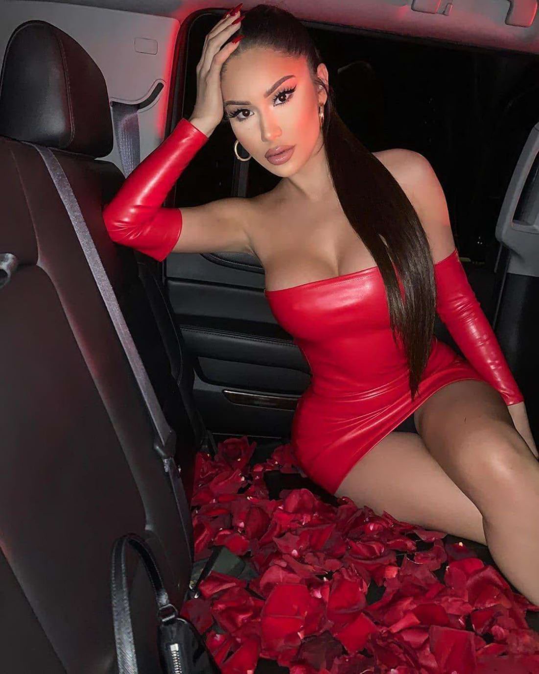 Red party dress
