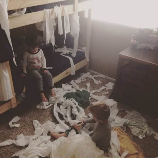 Kids making a little mess