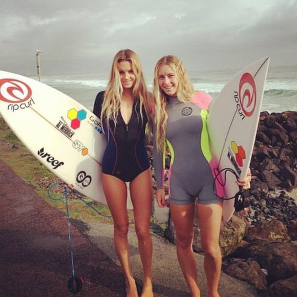 surfing girls