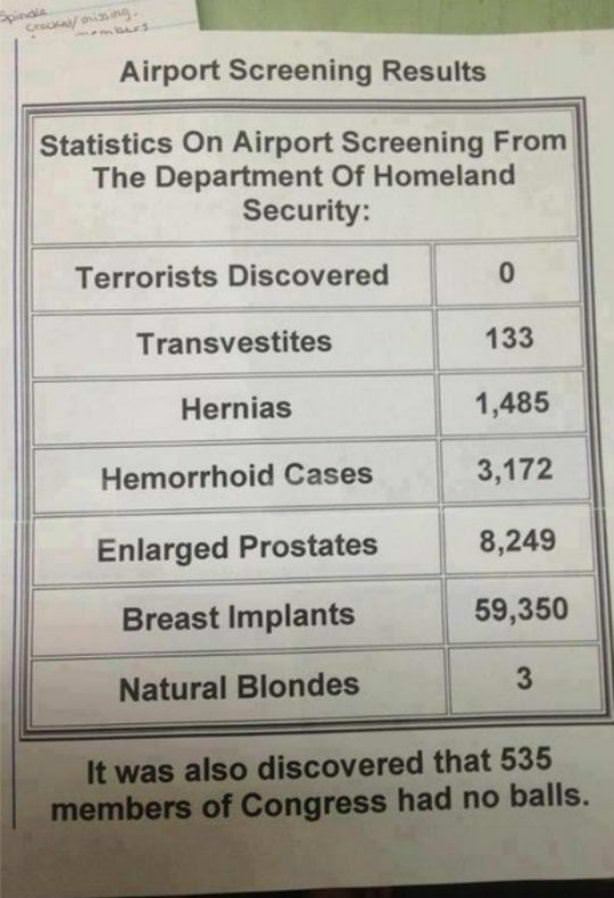 Airport Screening Results