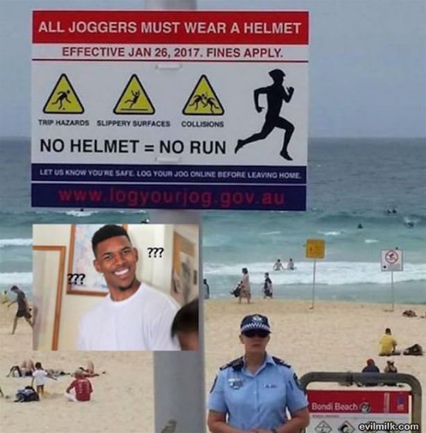All Joggers Must Wear A Helmet