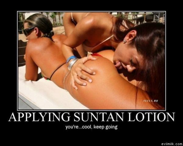 Applying Suntan Lotion