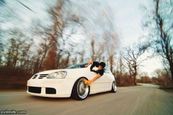 Cleaning His Rims