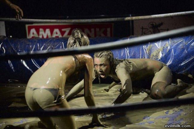 Intense Mud Wrestling.