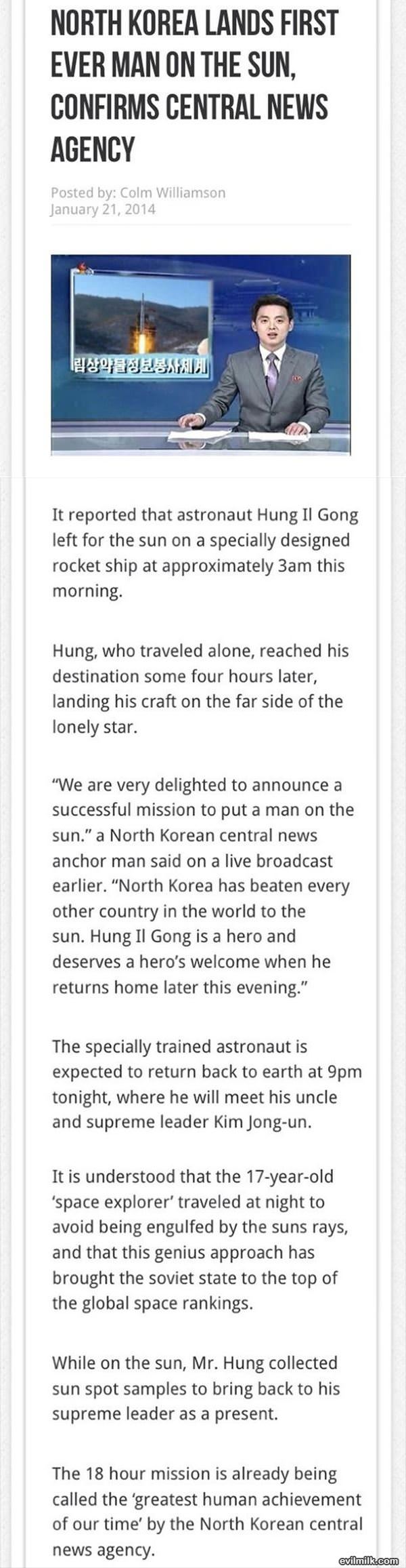 North Korea Lands On Sun