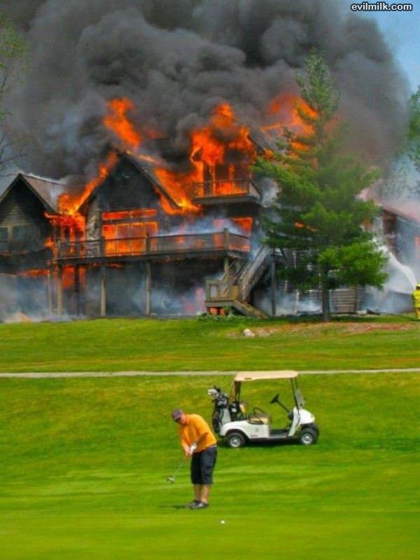 Nothing Ruining His Golf Day