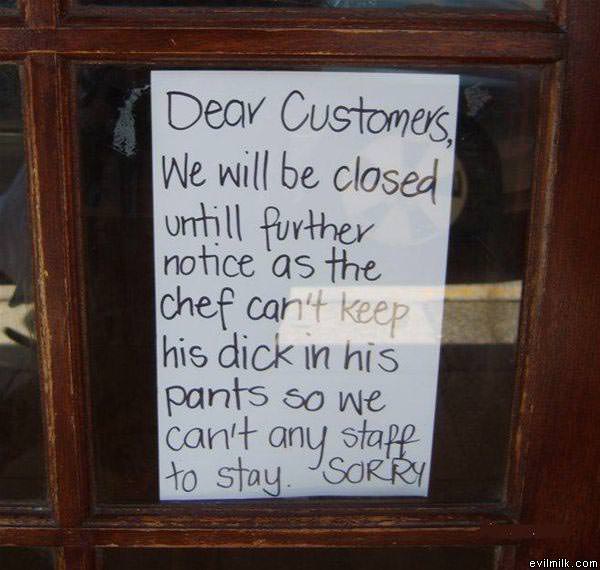 Sorry We Are Closed