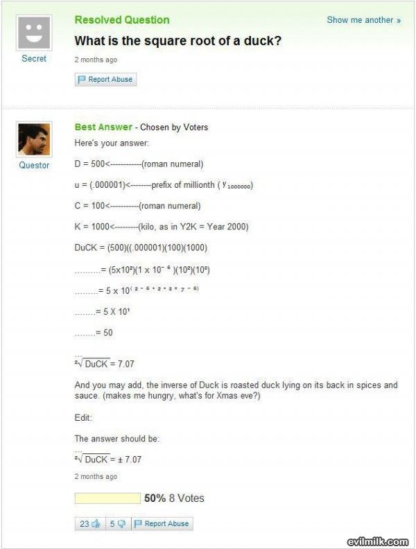 Square Root Of A Duck